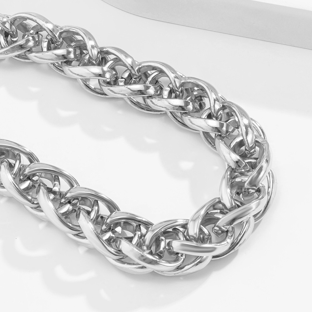 ⚜️[𝟯𝟬%𝗢𝗙𝗙|𝗯𝘂𝗻𝗱𝗹𝗲𝘀 𝟯+]⚜️Big Link Silver Braided Choker NEW - Picture 3 of 10